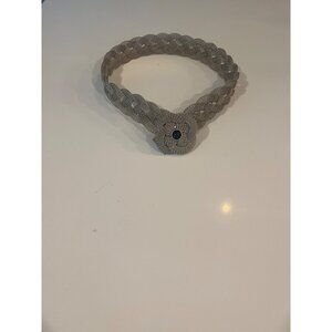Vintage Mesh Braided Belt With Blue Stone Accent & Floral Buckle